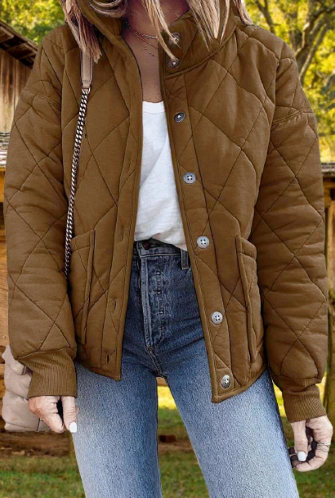 Brora women's quilted jacket in Camel – front view