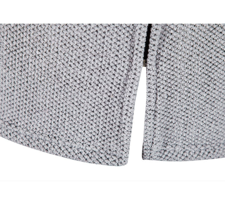 Men's Long Hooded Cardigan Coat Hollis in Grey – hem split detail