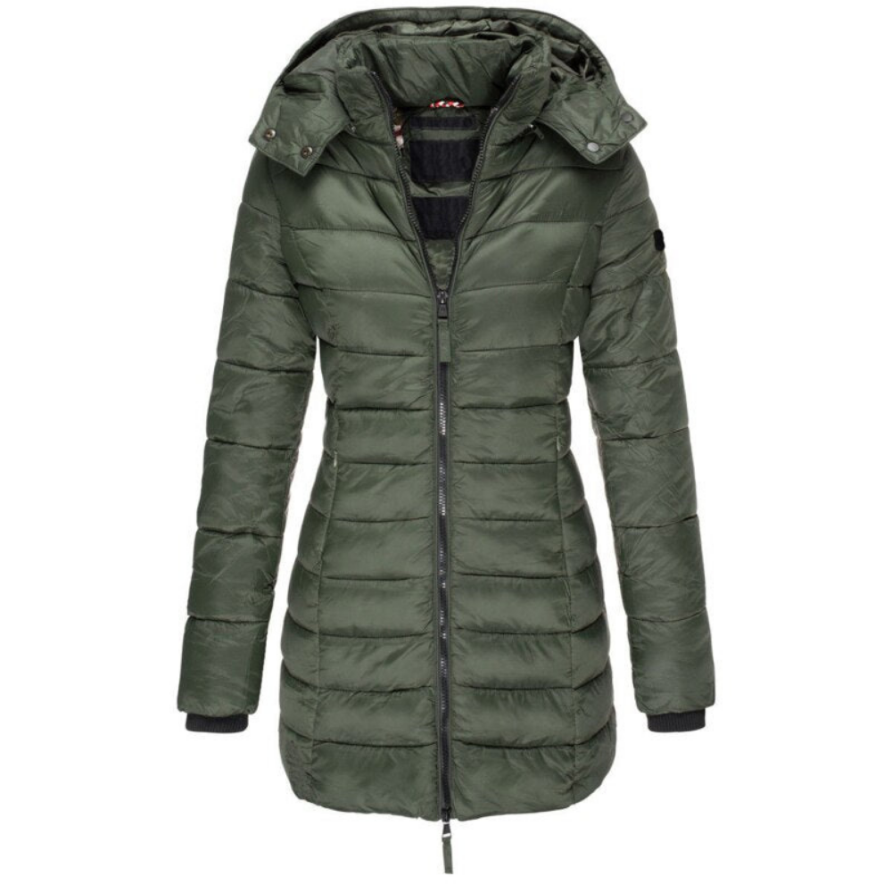 Elisa - Comfortable Hooded And Zippered Down Jacket