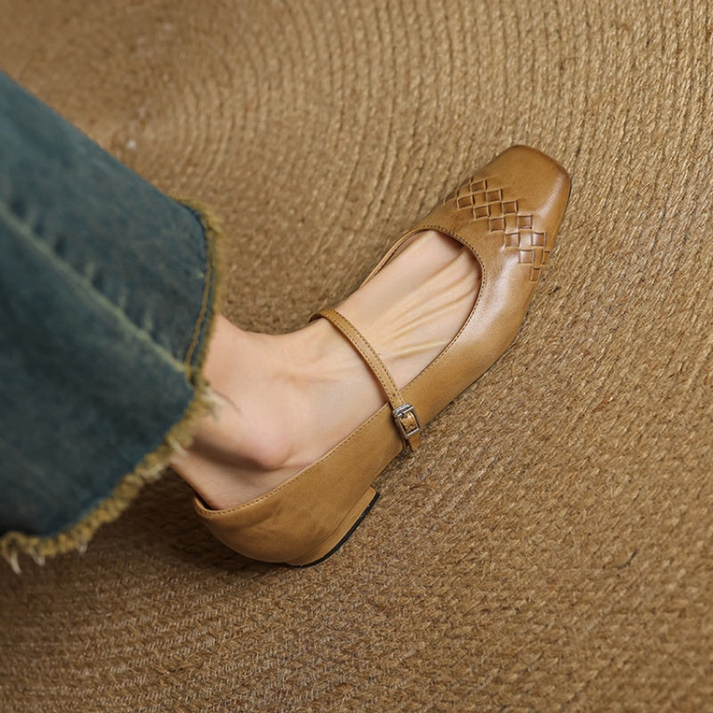 Women's Square Toe Leather Mary Jane Flats – Verity