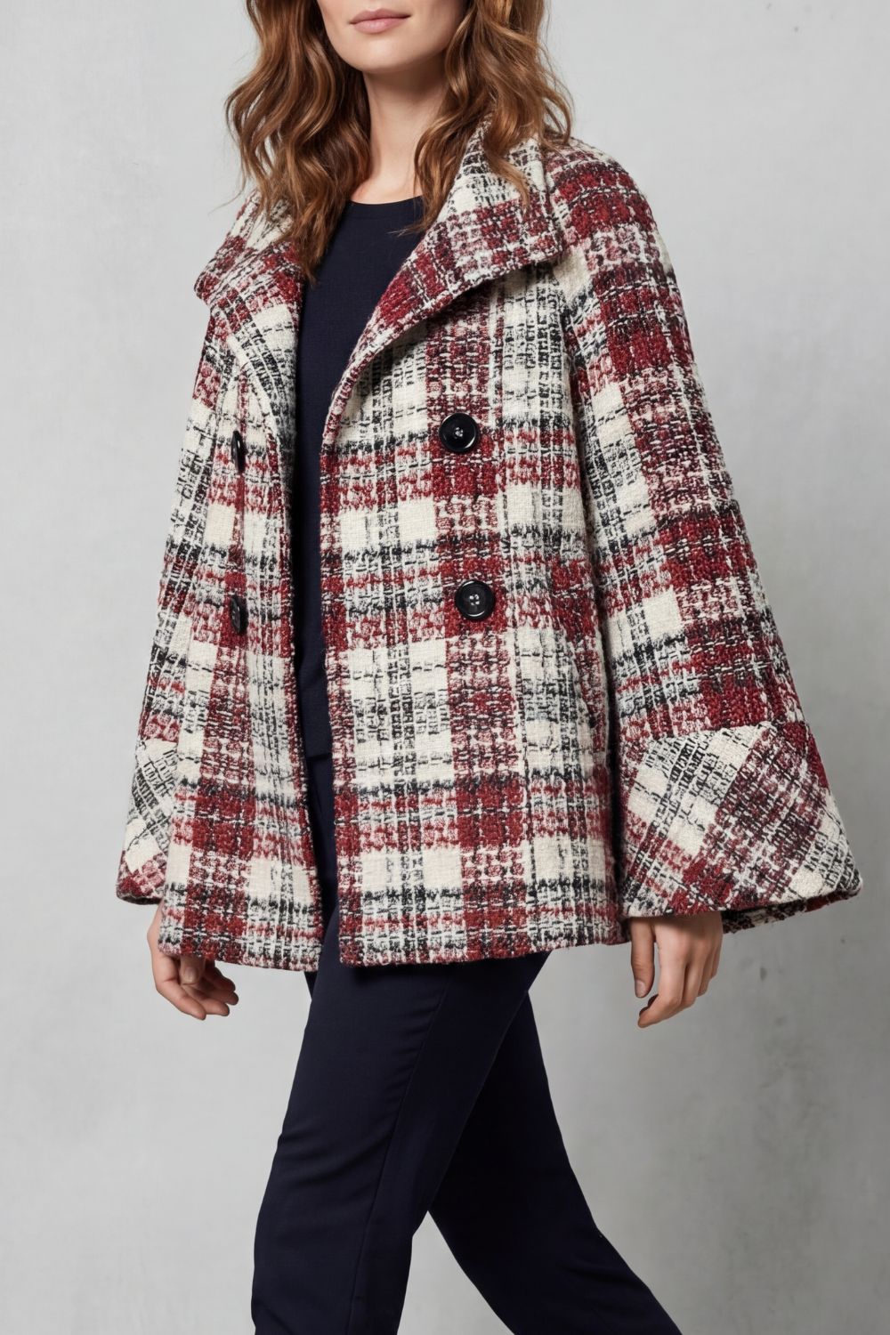 Women's Vintage Check Flare Wool Cape Coat – Opal