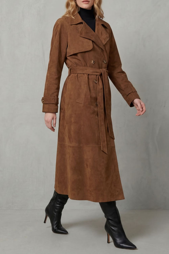 Women's Elegant Suede Trench Coat – Mabel