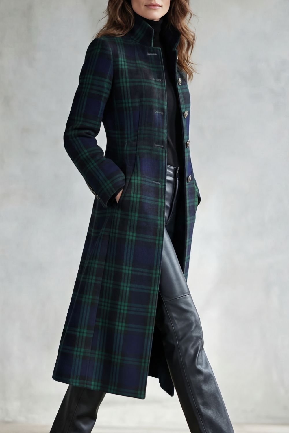 Women's Highland Check Silhouette Wool Blend Coat – Celestine