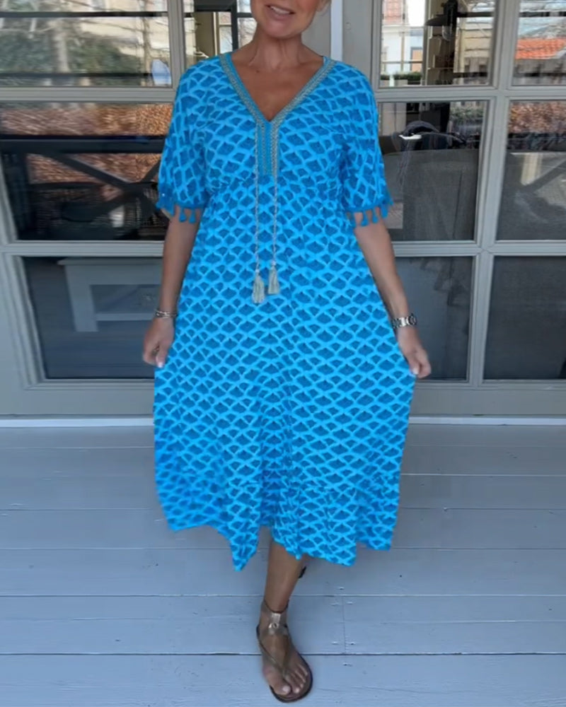 Ania - V Neck Printed Dress