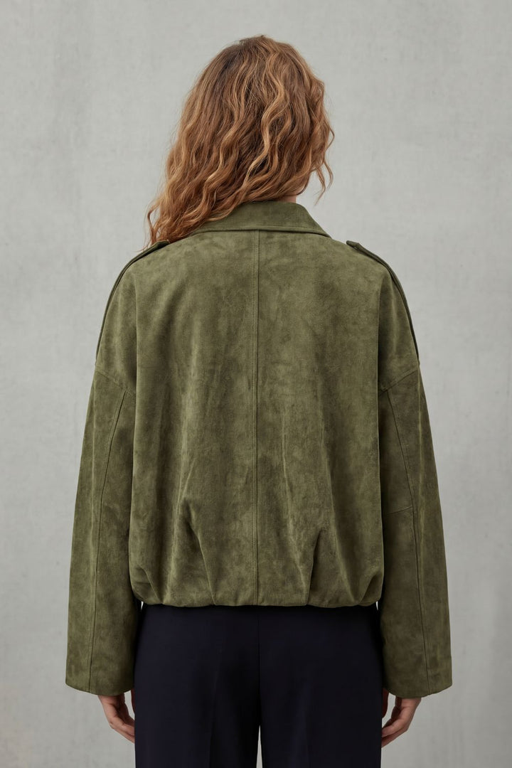 Women's Sculpted Volume Suede Bomber Jacket – Vesper