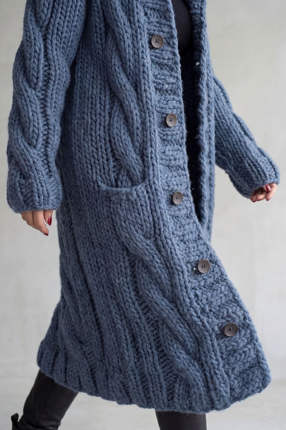 Women's Oversized Hooded Cable Knit Cardigan Coat – Primrose
