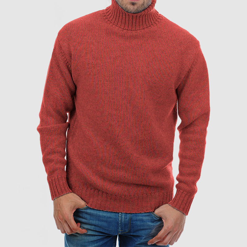 Men's Chunky Roll Neck Jumper – Blakeney in Red, front view
