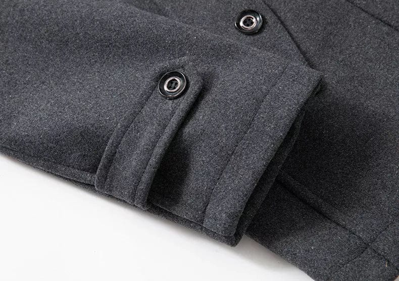 Men's 2-in-1 overcoat with zip bib collar Calder in Grey – cuff tab detail