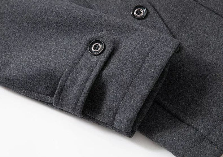 Men's 2-in-1 overcoat with zip bib collar Calder in Grey – cuff tab detail