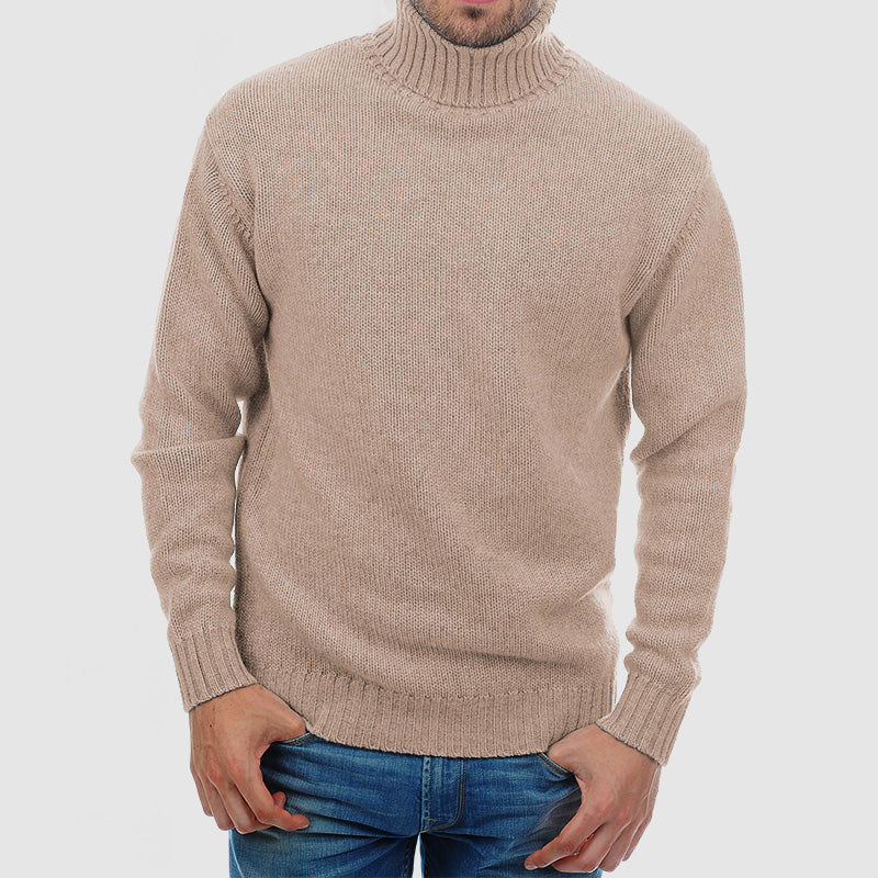 Men's Chunky Roll Neck Jumper – Blakeney in Khaki, front view