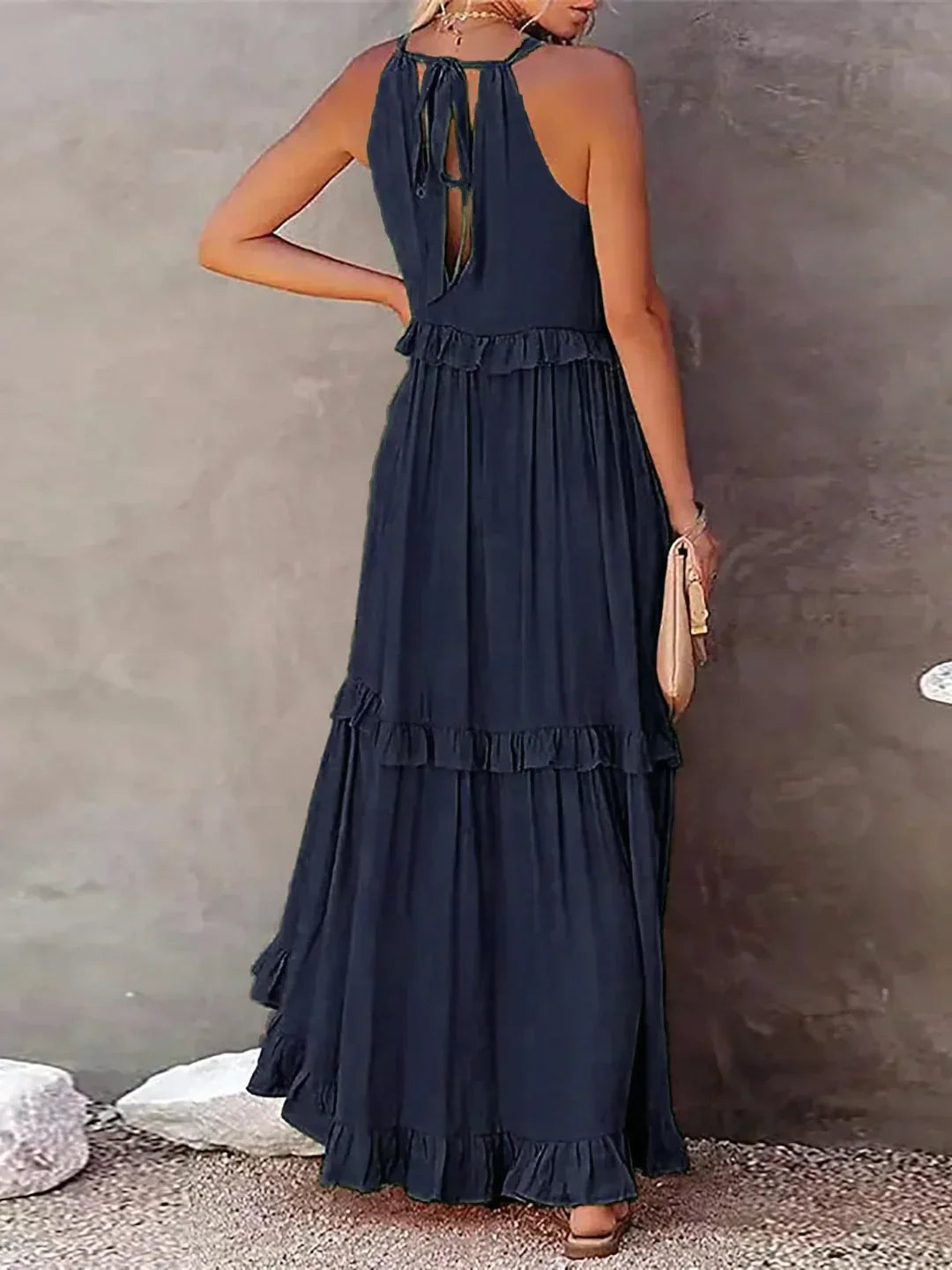 Ilona - Halterneck Dress With Ruffles and Maxi Pockets