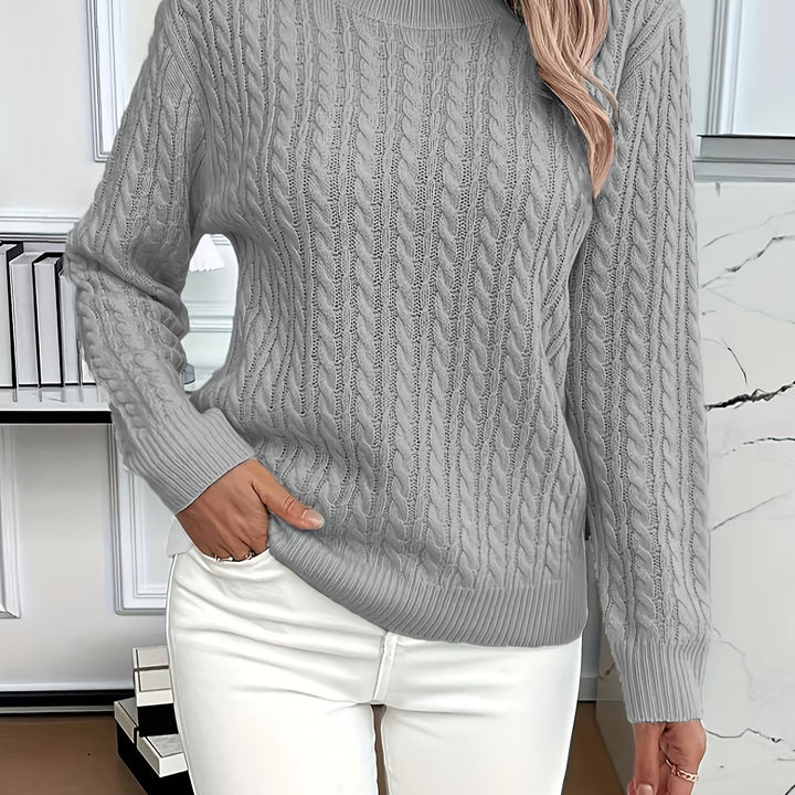 Women's cable knit jumper Rosalina in Grey – front view