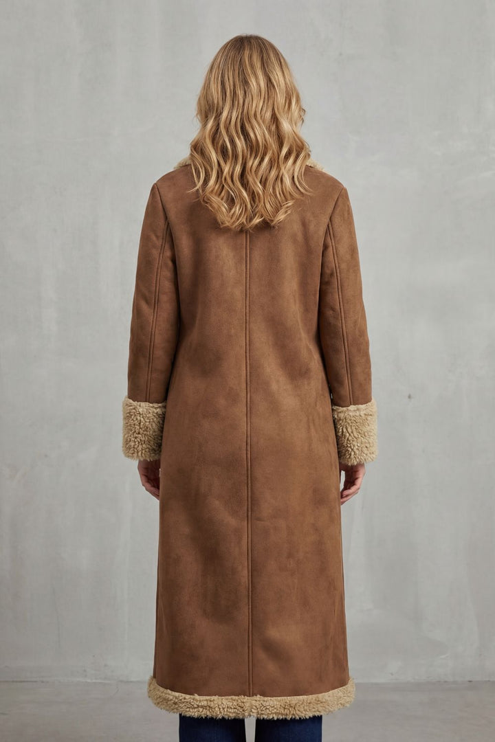 Women's Long Winter Coat with Shearling Lining – Rowan
