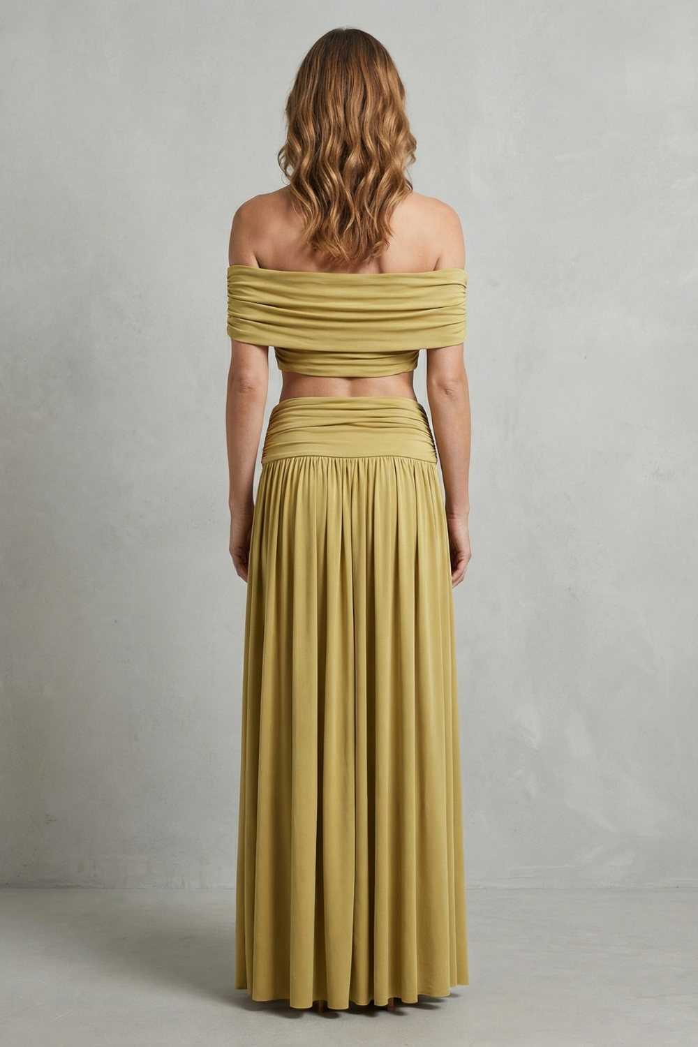 Women's Ruched Crop Top and Maxi Skirt Co-ord Set - Amandine