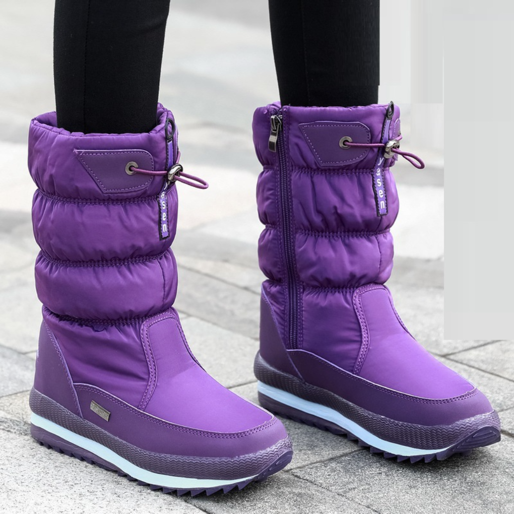 Women's Quilted Snow Boots with Side Zip Closure