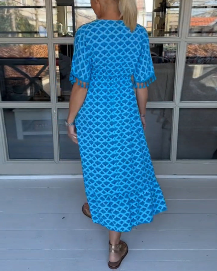 Ania - V Neck Printed Dress