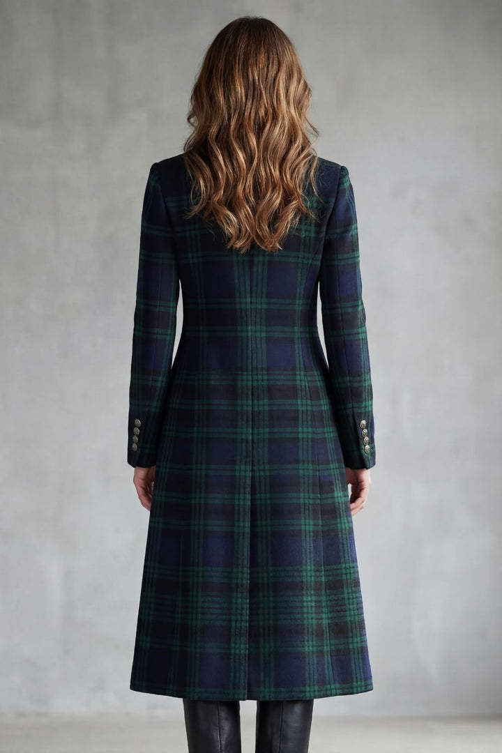 Women's Highland Check Silhouette Wool Blend Coat – Celestine