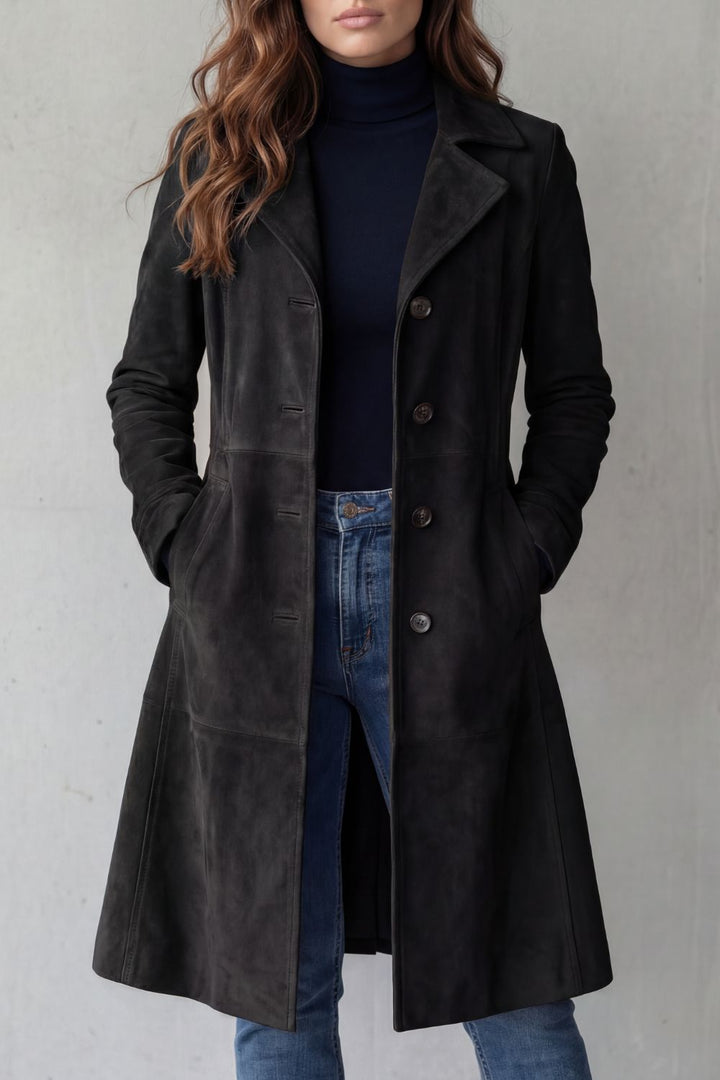 Women's Longline Coat with Vintage Suede Finish – Bronte