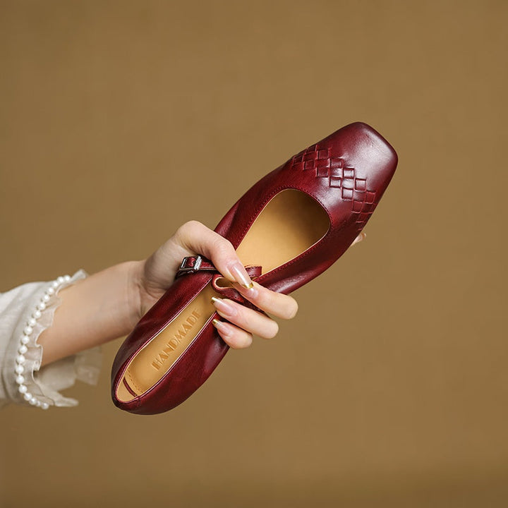 Women's Square Toe Leather Mary Jane Flats – Verity