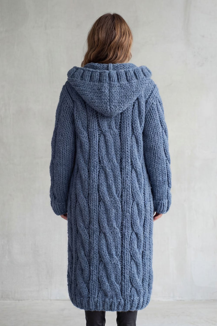 Women's Oversized Hooded Cable Knit Cardigan Coat – Primrose