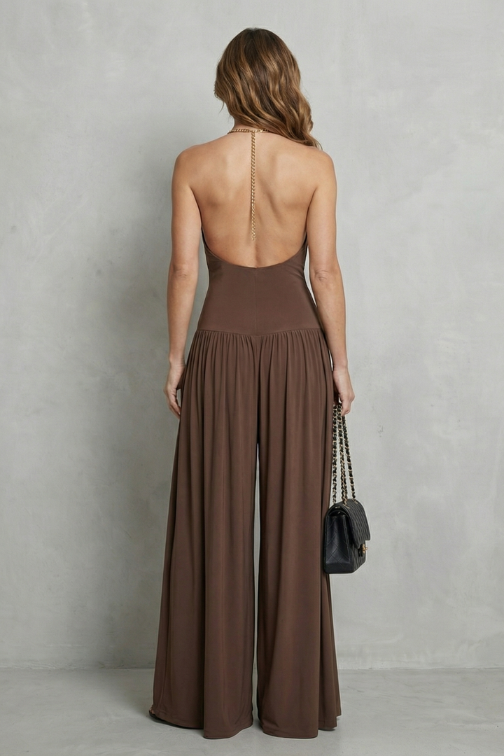 Women's Halter Cowl Top and Wide Leg Trouser Set - Brienelle