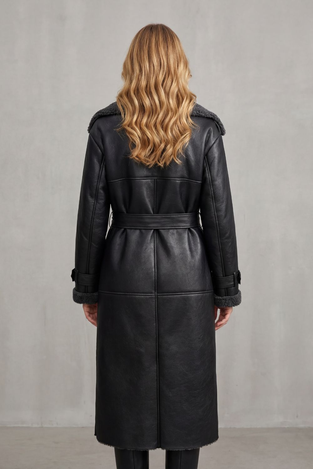 Women's Cozy Oversized Shearling Coat with Belt – Nell
