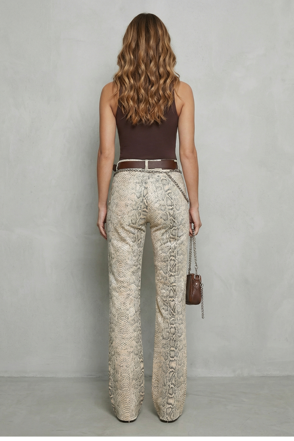Women's Snake Print Wide Leg Palazzo Jeans - Nystelle