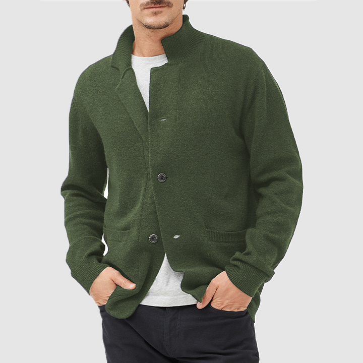 Men's Knitted Blazer Cardigan – Brevin in Green, front view