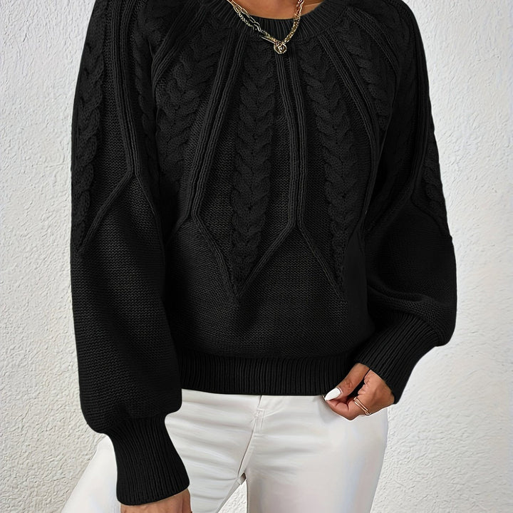 Women's cable knit jumper Ulla in Black – front view