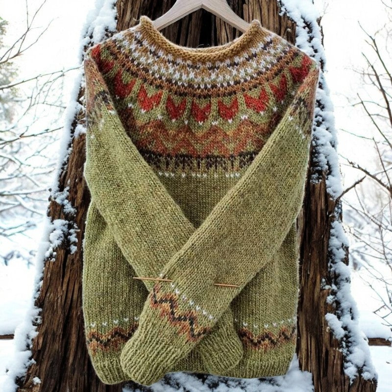 Ivana - Vintage Jacquard Crew Neck Sweater