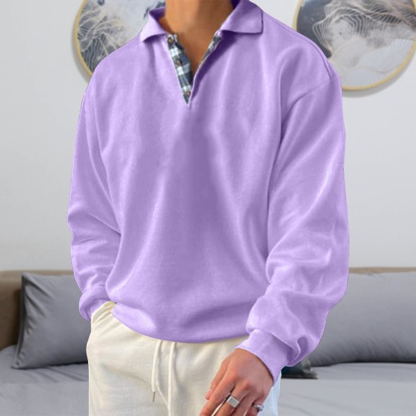 Men's Polo Collar Jumper – Elian in Purple, front view