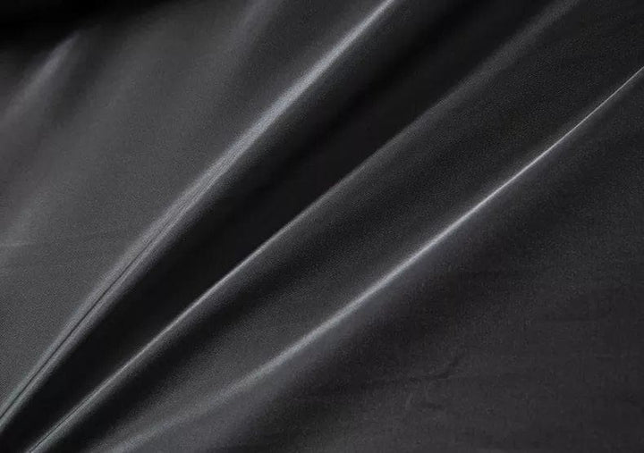 Men's 2-in-1 overcoat with zip bib collar Calder in Black – lining fabric close-up
