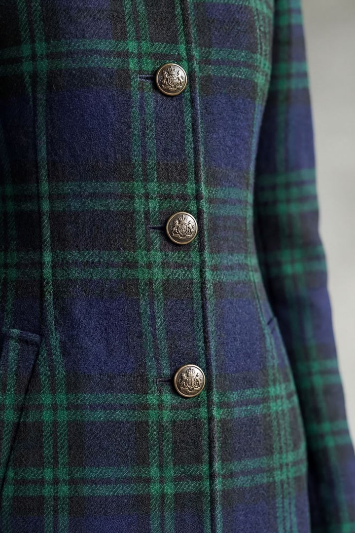 Women's Highland Check Silhouette Wool Blend Coat – Celestine