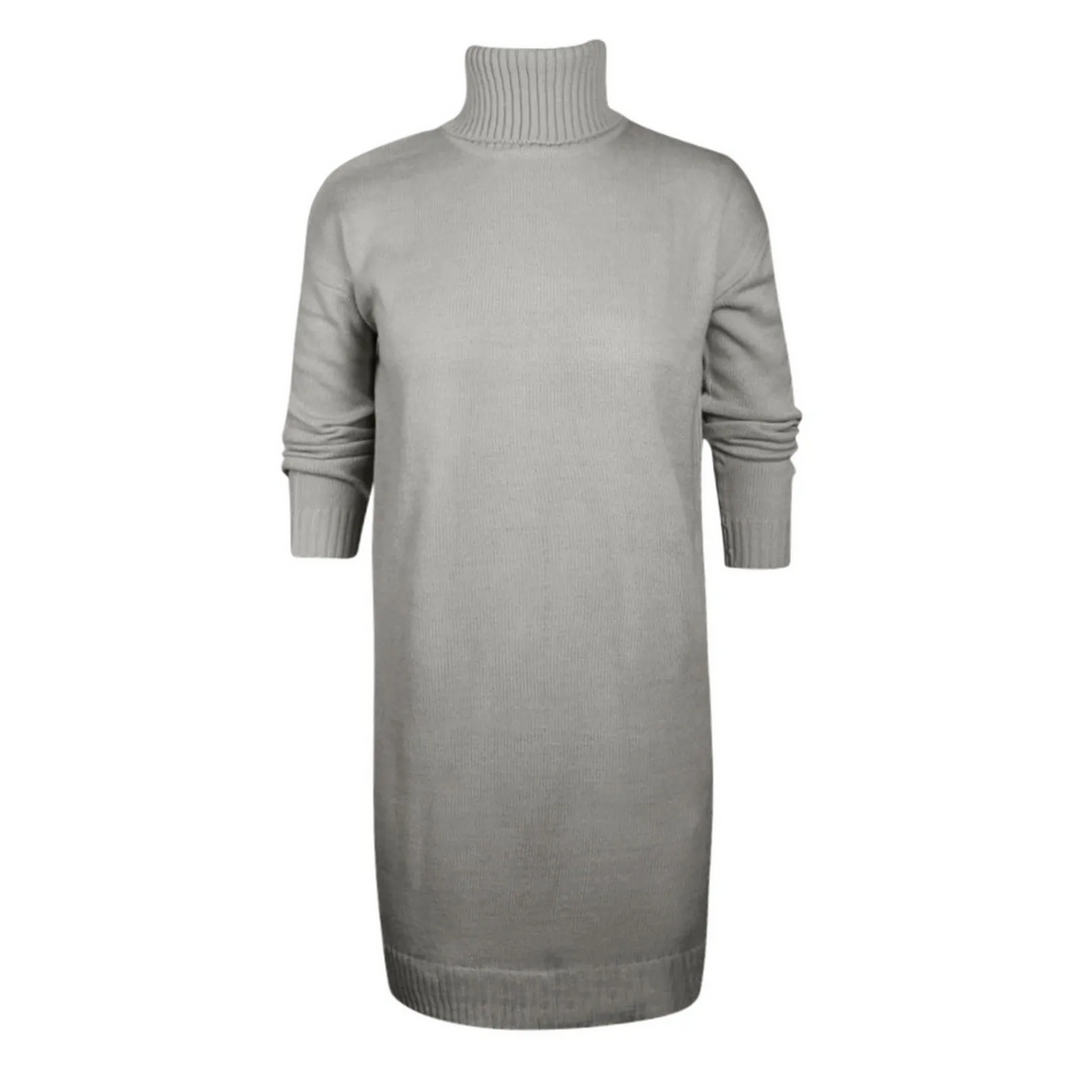 Women's Turtleneck Knit Jumper Dress Long Sleeve