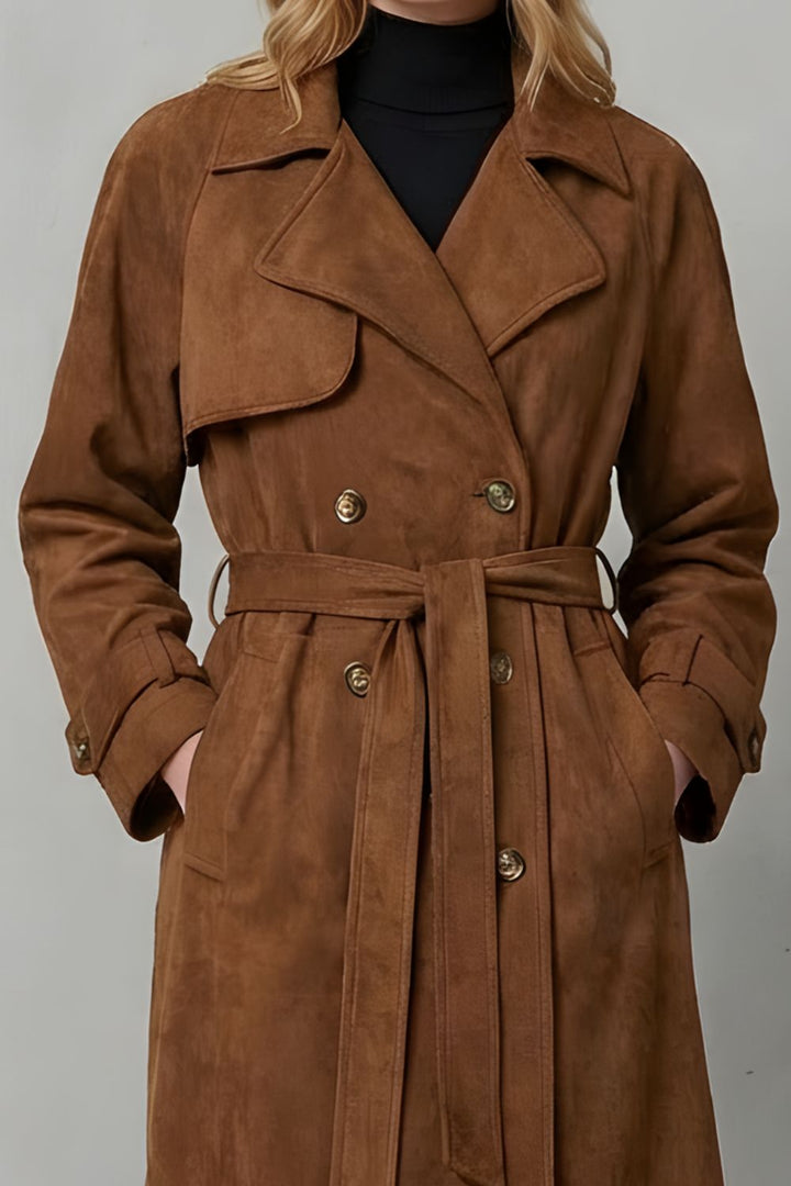 Women's Elegant Suede Trench Coat – Mabel