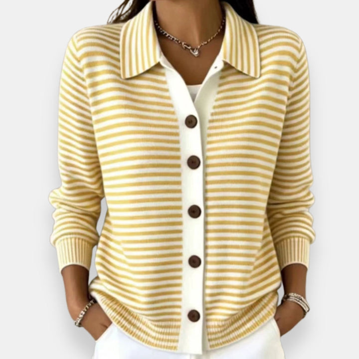 Women's Striped Collared Button Cardigan – Nola