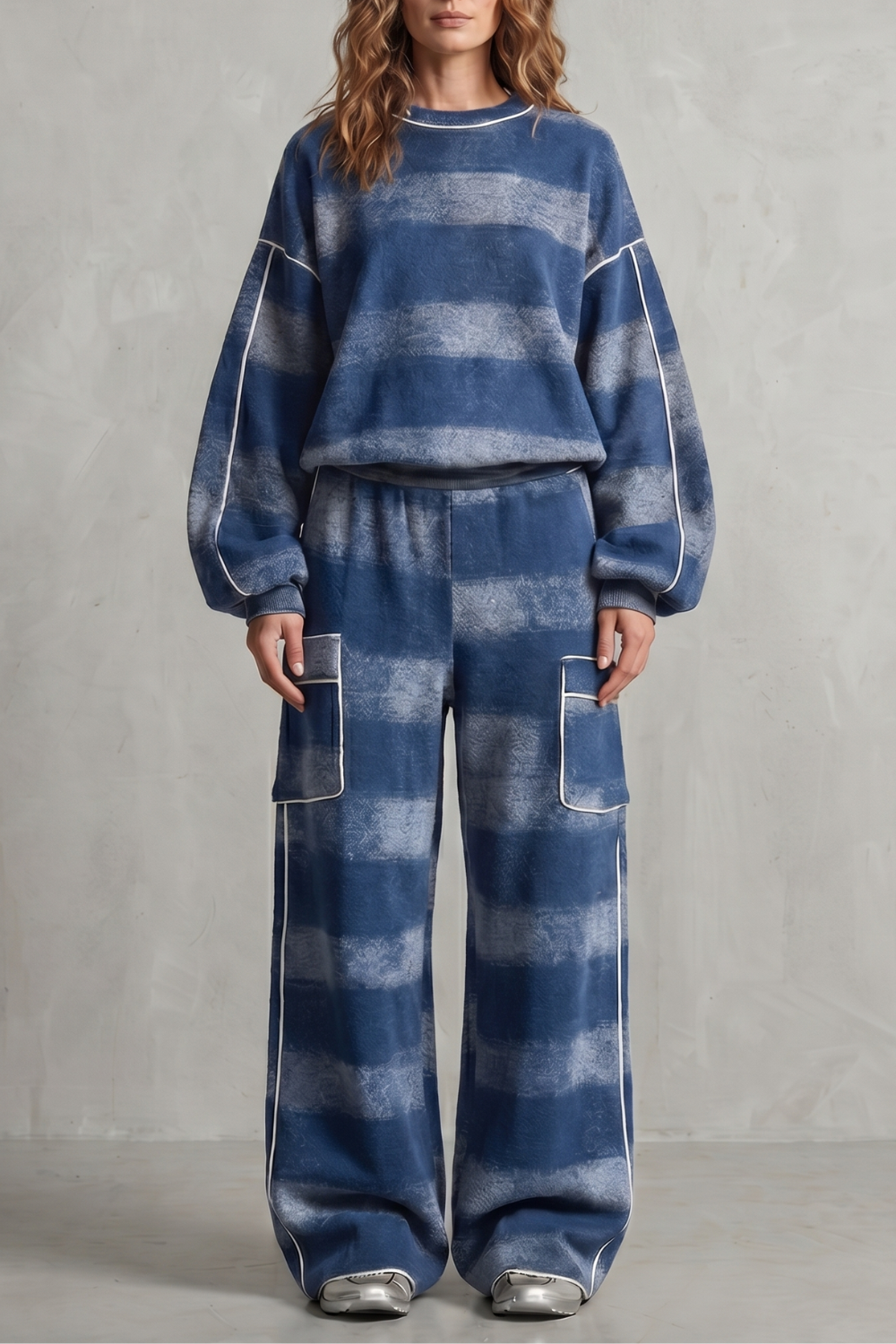 Women's Plaid Sweatshirt and Wide-Leg Trouser Co-ord Set - Gloriane