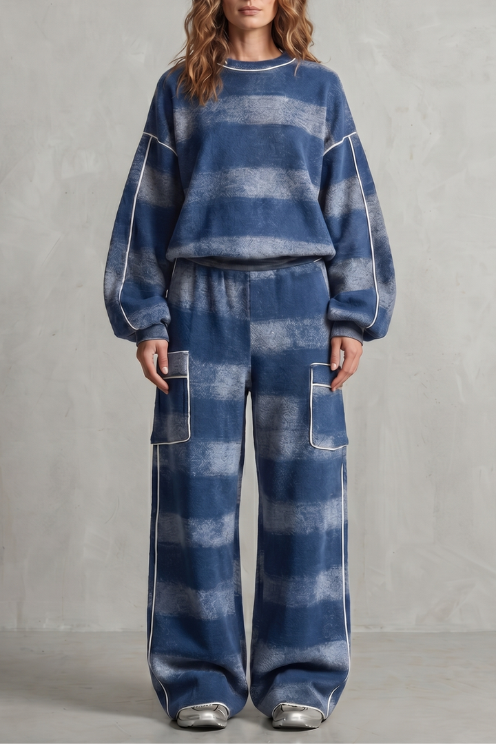 Women's Plaid Sweatshirt and Wide-Leg Trouser Co-ord Set - Gloriane
