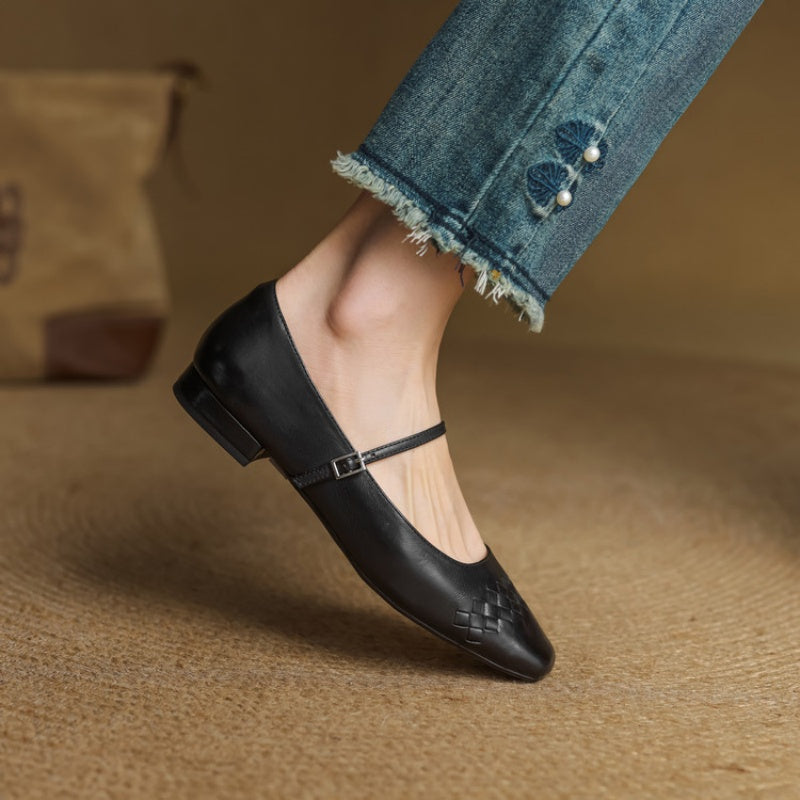 Women's Square Toe Leather Mary Jane Flats – Verity