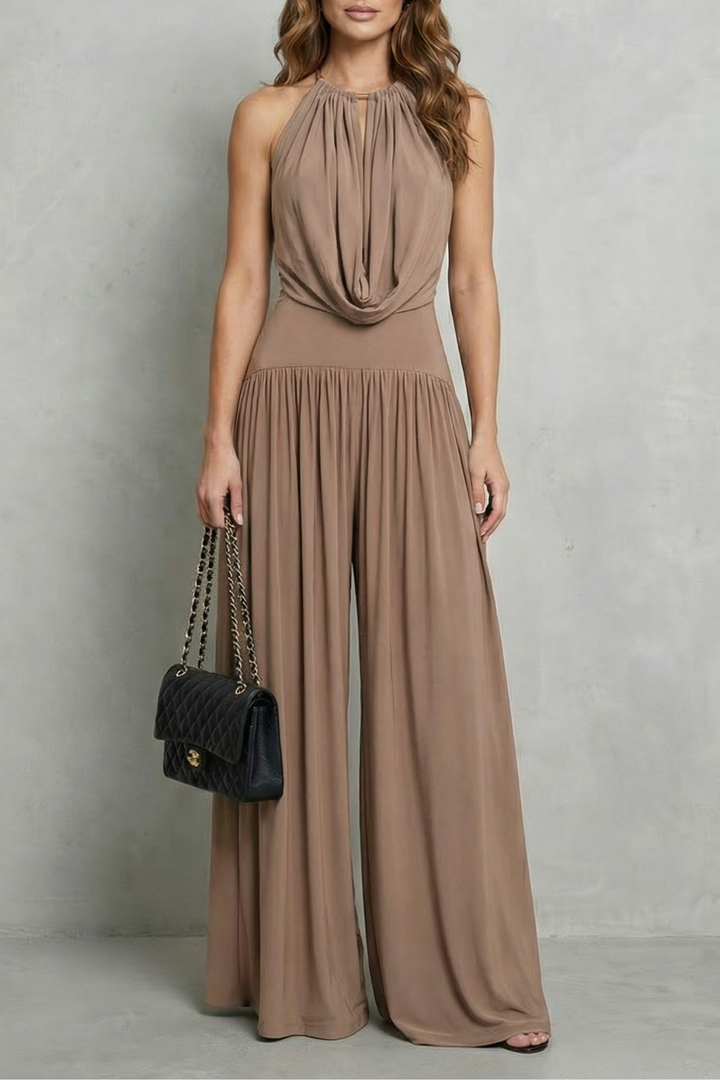 Women's Halter Cowl Top and Wide Leg Trouser Set - Brienelle