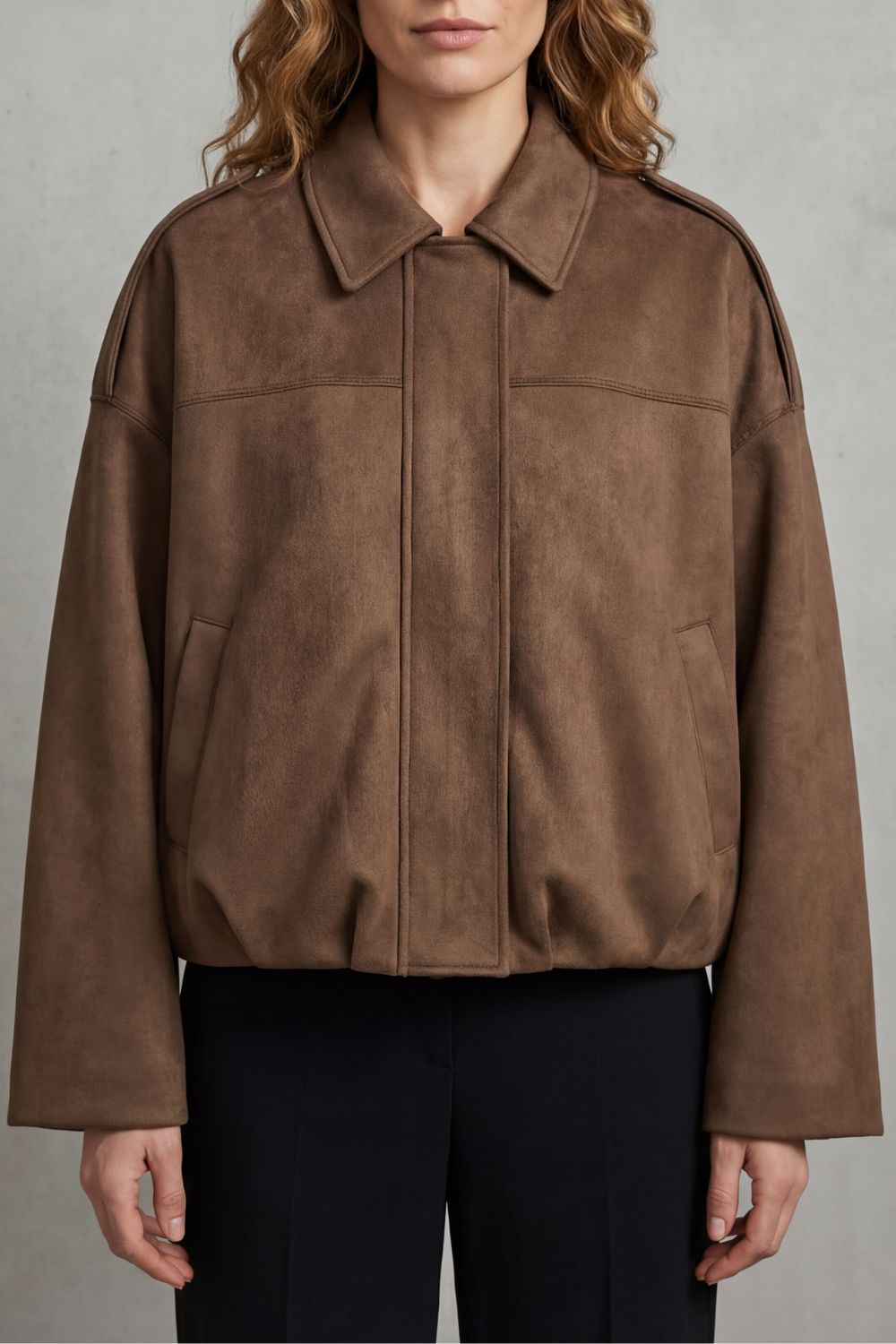 Women's Sculpted Volume Suede Bomber Jacket – Vesper