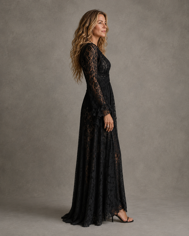 Women's Lace Plunge V-Neck Maxi Dress – Charlotte