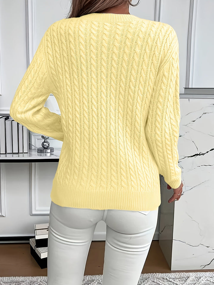 Women's cable knit jumper Rosalina in Yellow – back view