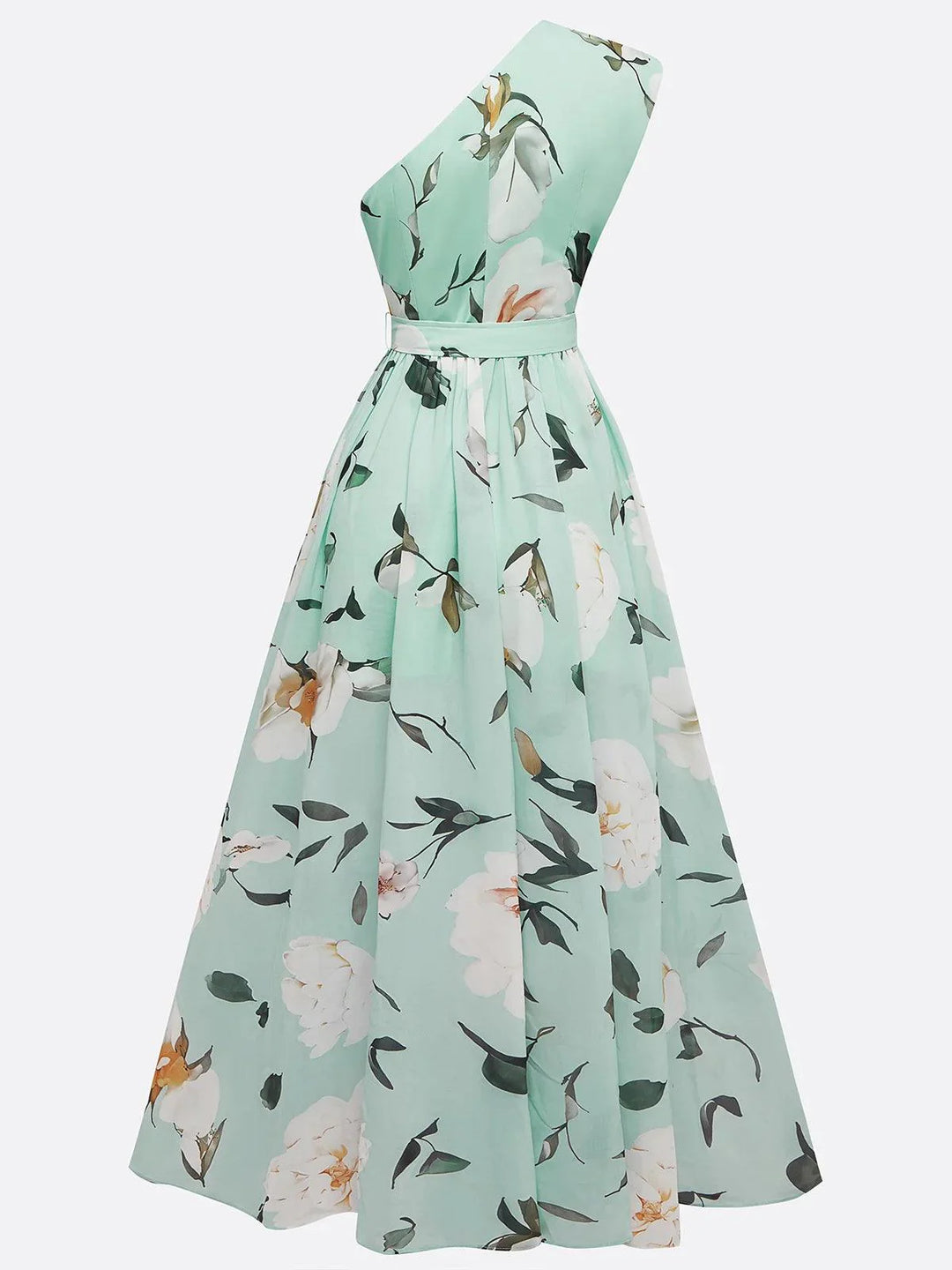 Sella - Ruched One Shoulder A-Line Maxi Chiffon Dress