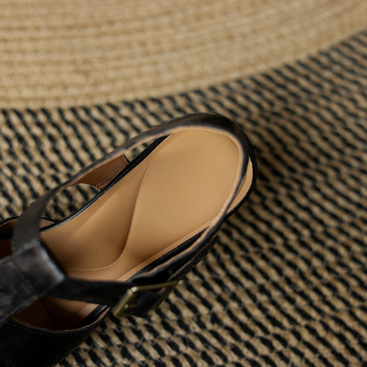 Women's Leather Block Heel Fisherman Shoes – Amaya