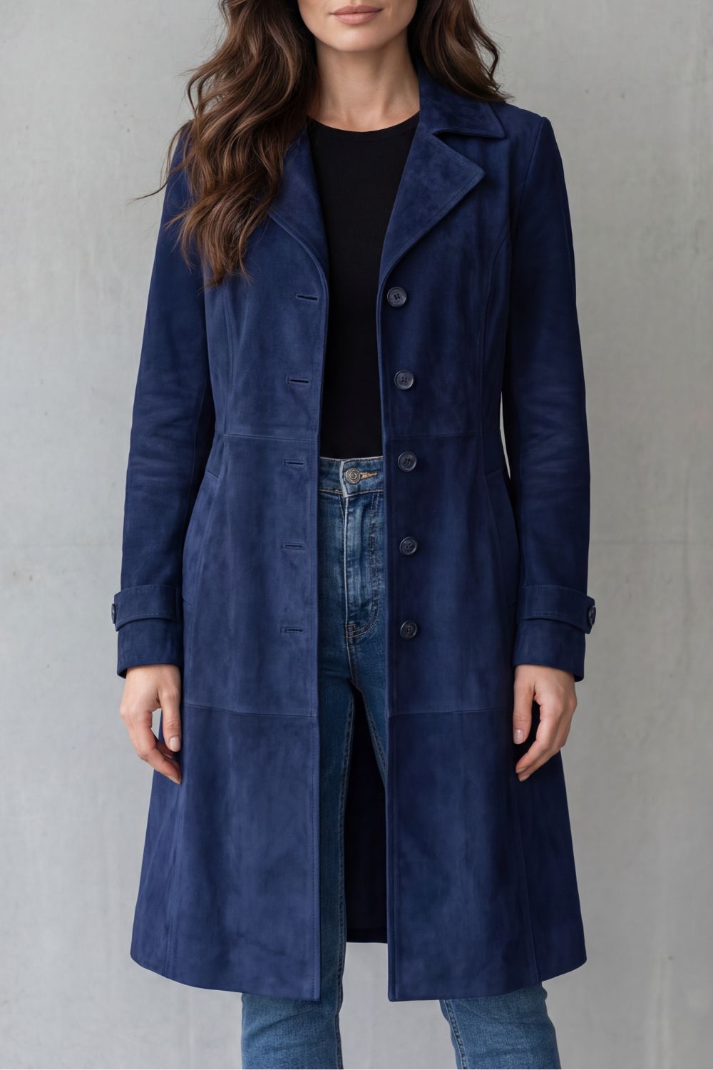 Women's Longline Coat with Vintage Suede Finish – Bronte