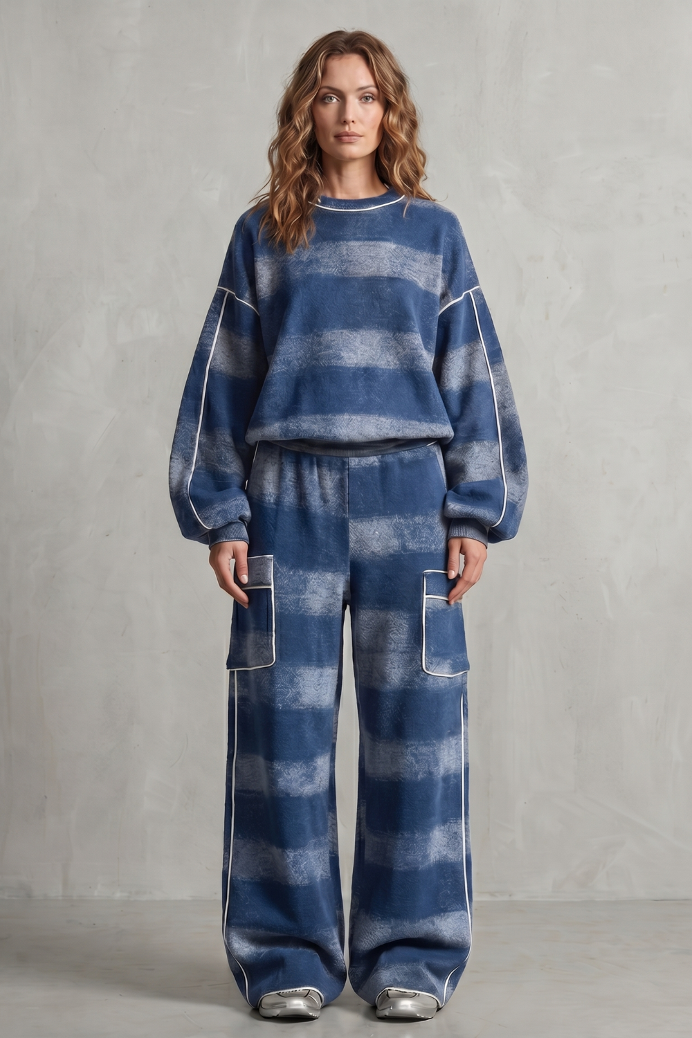 Women's Plaid Sweatshirt and Wide-Leg Trouser Co-ord Set - Gloriane