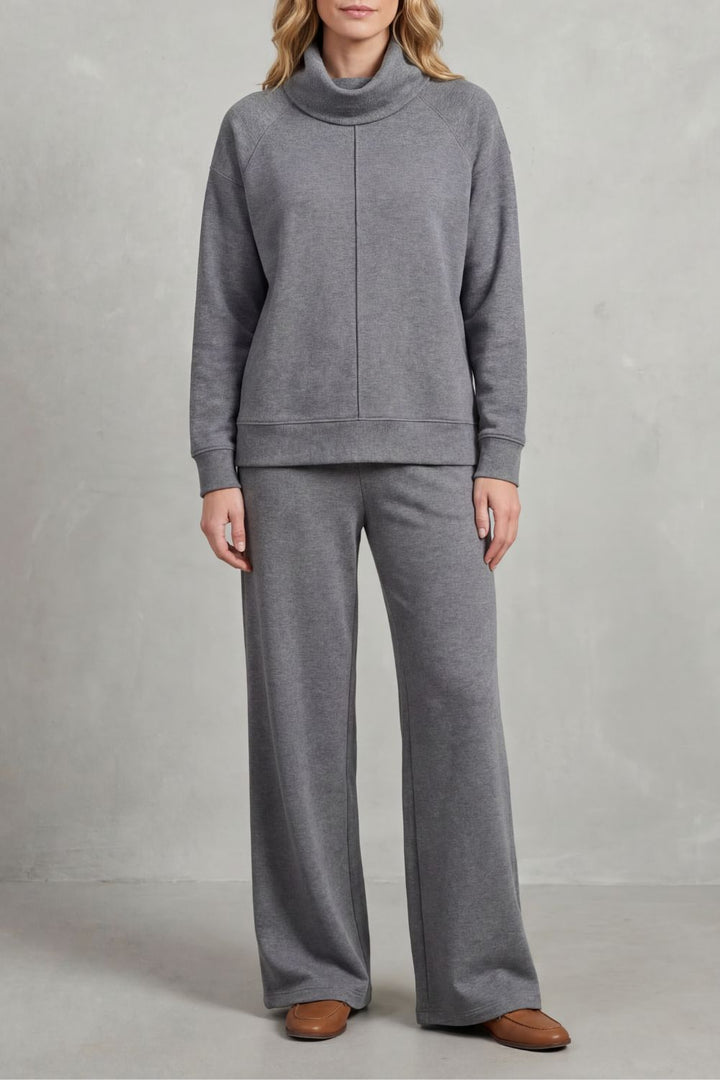 Women's Draped Turtleneck and Wide-Leg Trouser Set - Esmerelle