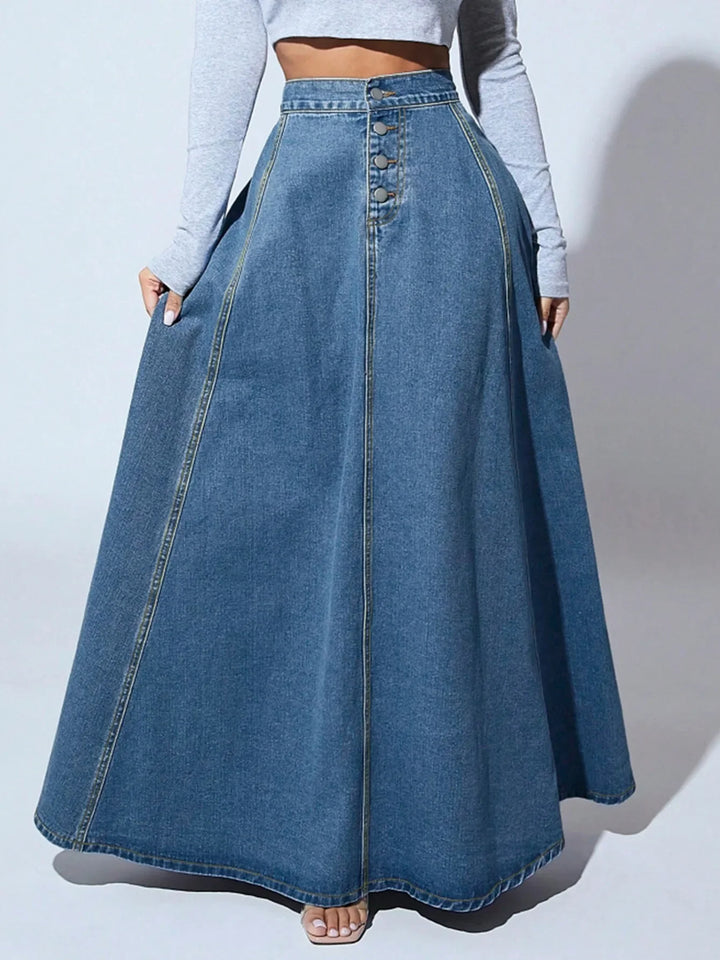 Women's denim maxi skirt Honor in Dark Blue – front view