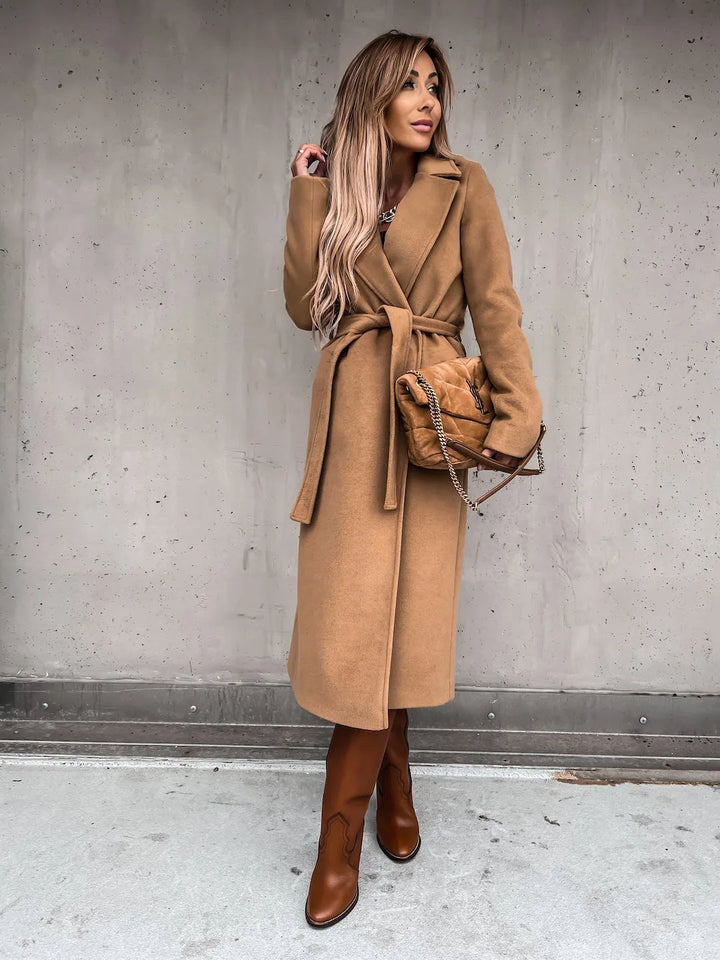 Women's belted wrap coat Lettie in Khaki – front view